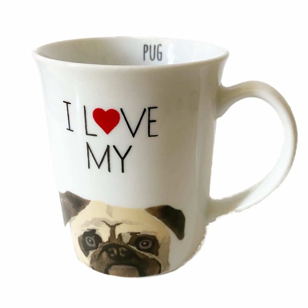 Fringe, Retired Pug Mug Ceramic I Love My Pug Coffee Tea Mug